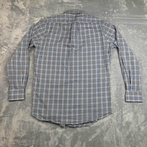 Peter Millar Shirt Mens Medium Blue White Check Plaid Button Down Long Sleeve - Picture 8 of 8